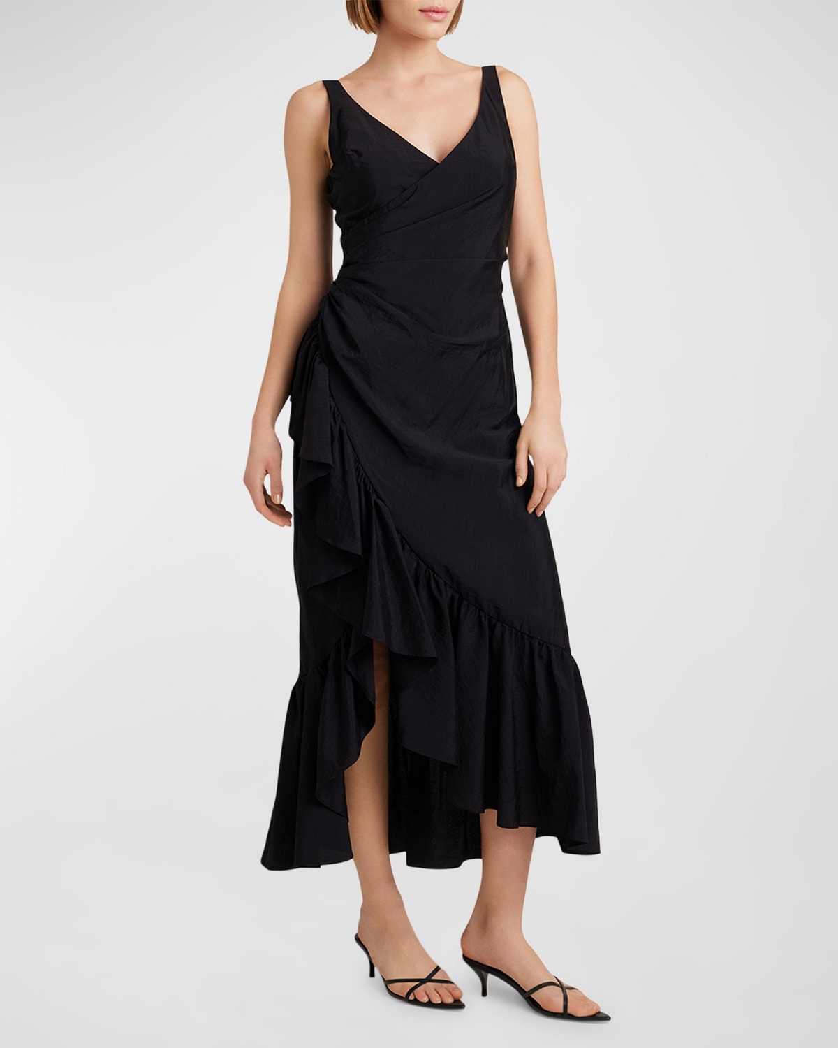 Cinq À Sept Mimi Sleeveless Midi Wrap Dress In Black