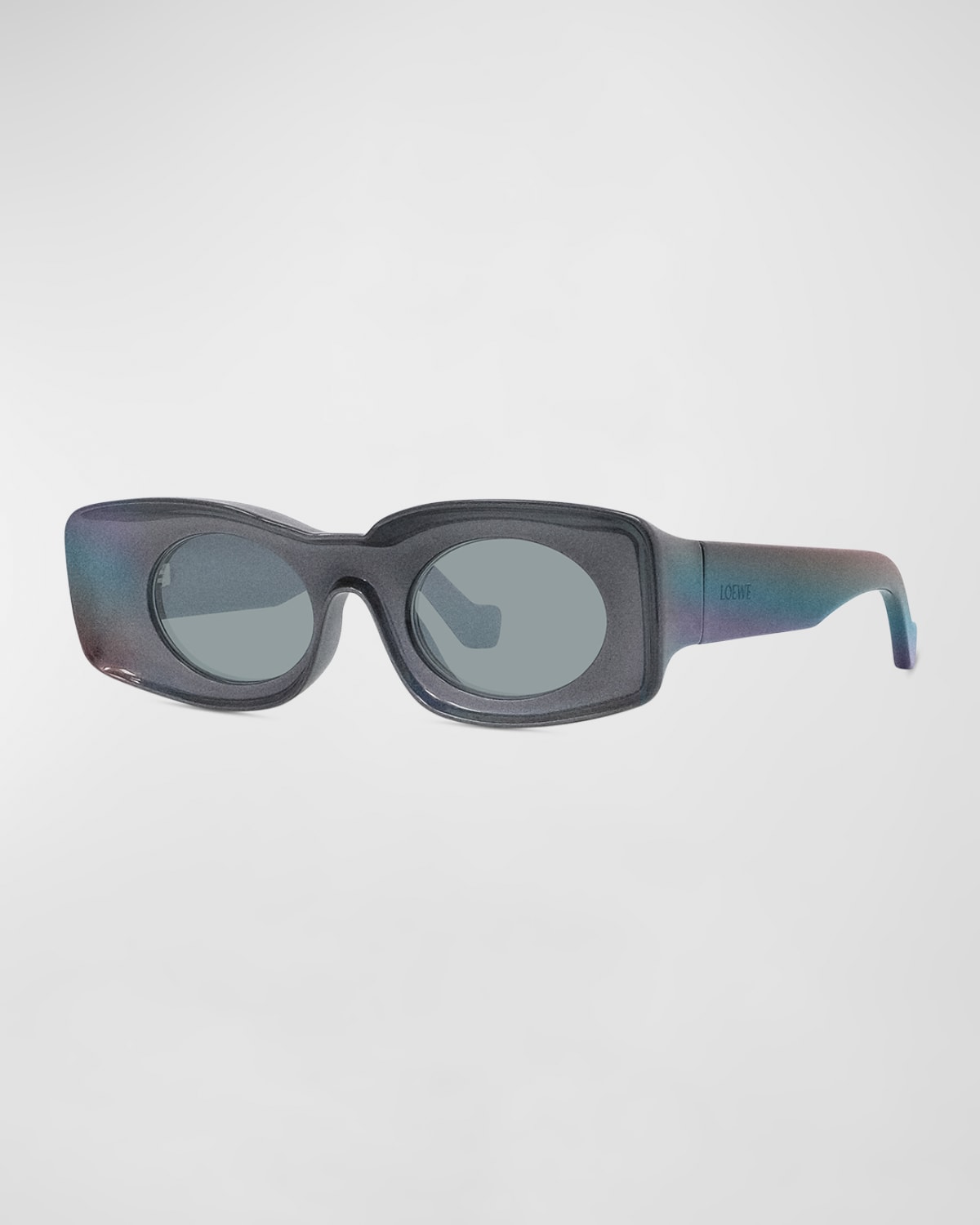 Loewe Men's Holographic Thin Geometric Sunglasses In Blue