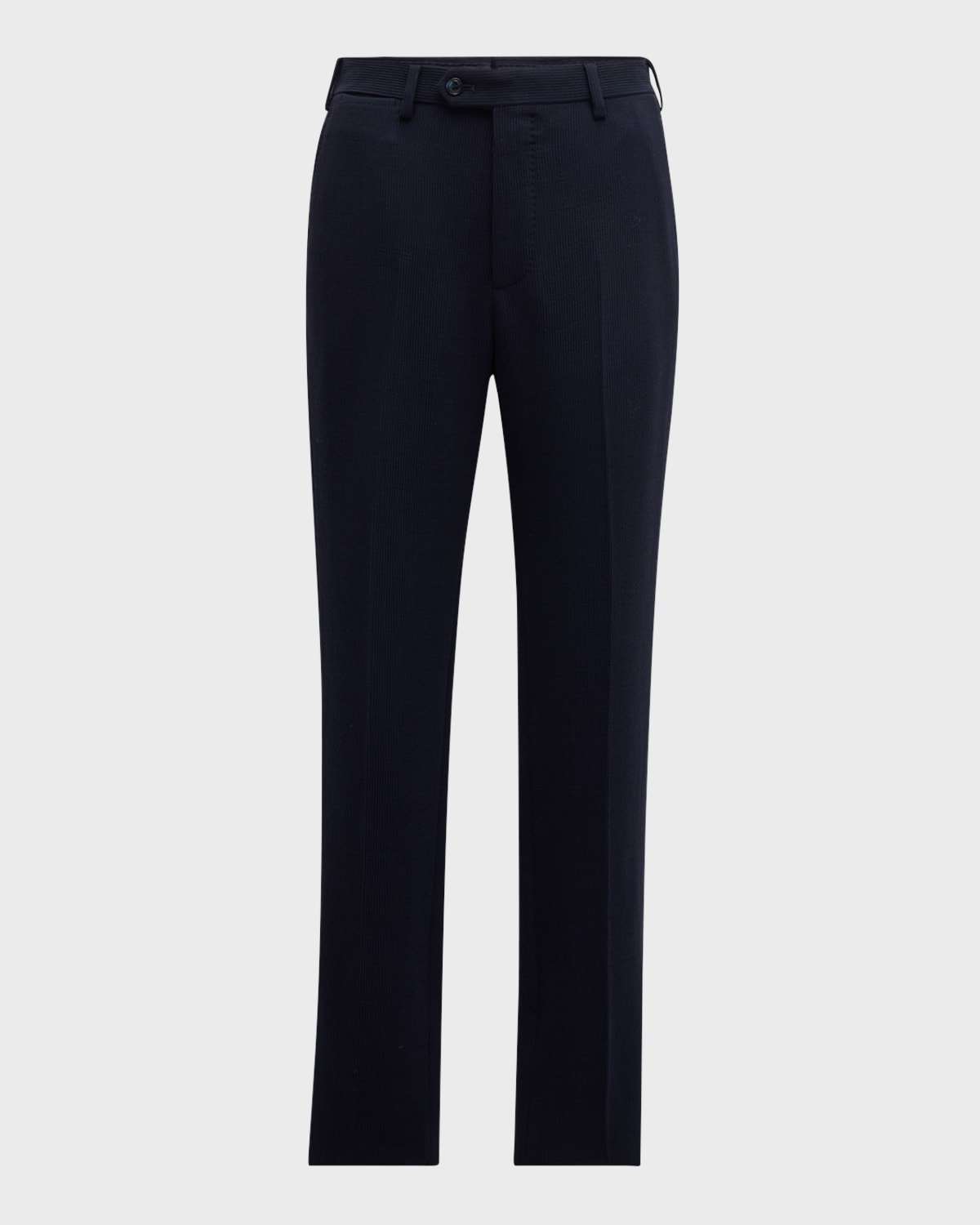 Giorgio Armani Men's Cannete Effect Flat-front Trousers In Blue