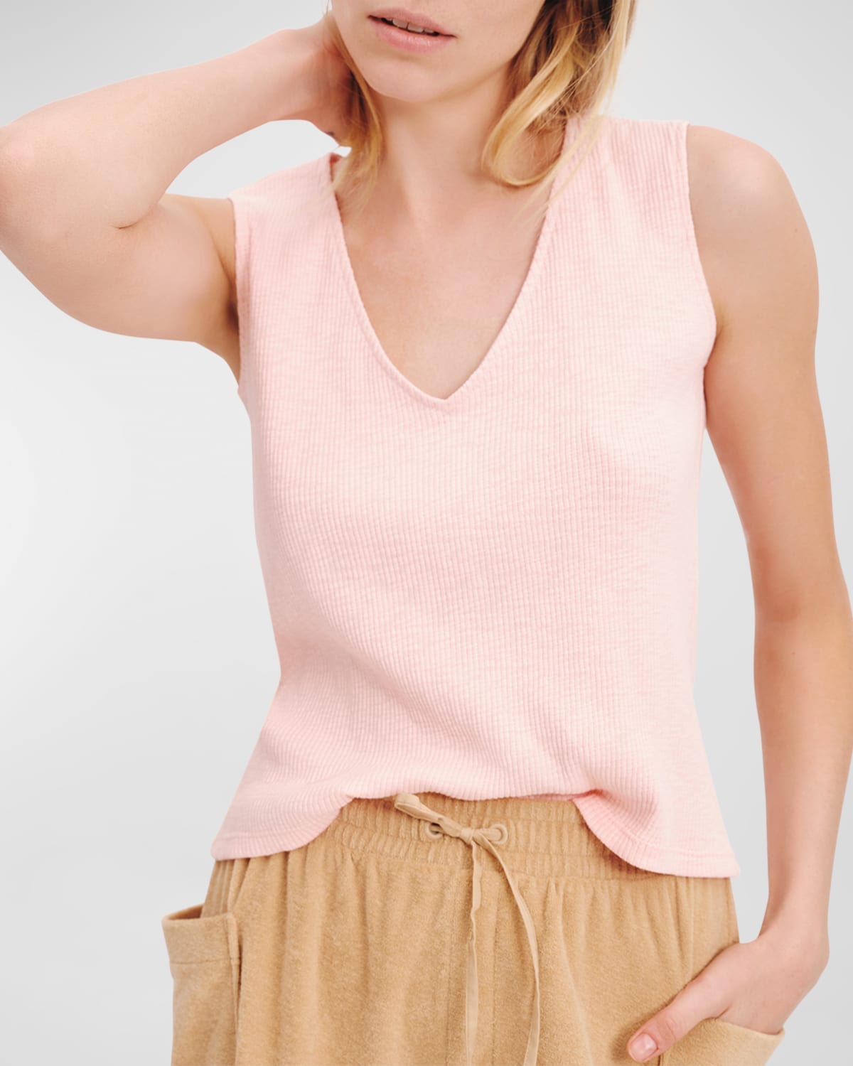 Shop Atm Anthony Thomas Melillo Cotton Rib Muscle Tee In Cherry Blossom