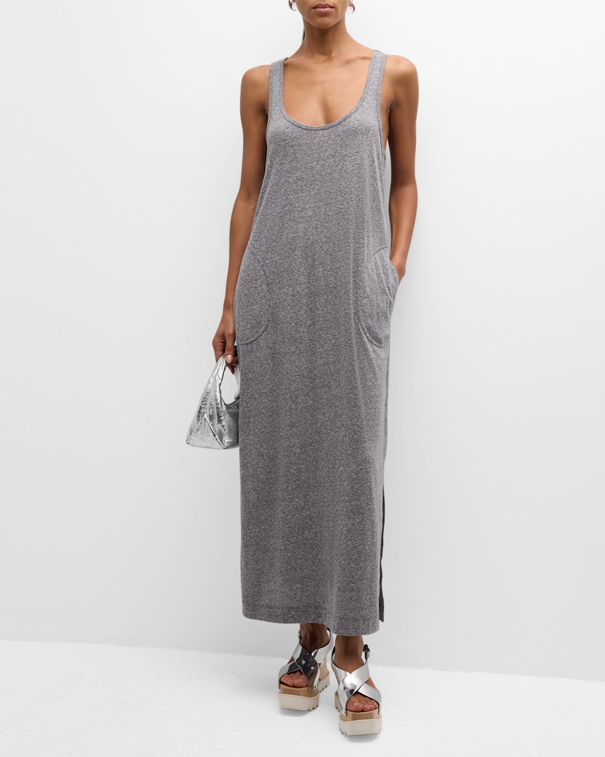 Shop Atm Anthony Thomas Melillo Heathered Donegal Jersey Schoolboy Tank Dress In Heather Grey