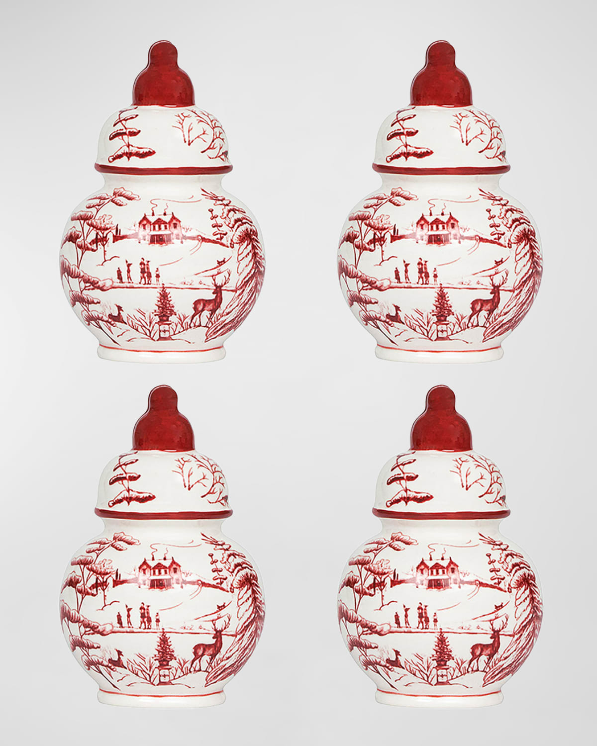 Juliska Country Estate Winter Frolic Ruby Ginger Jar Place Card Holder, Set Of 4 In Ruby