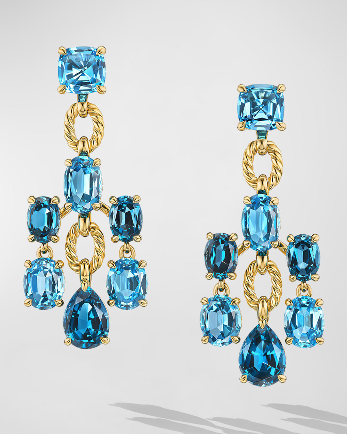 Marbella Statement Earrings with Gemstones in 18K Gold, 57mm