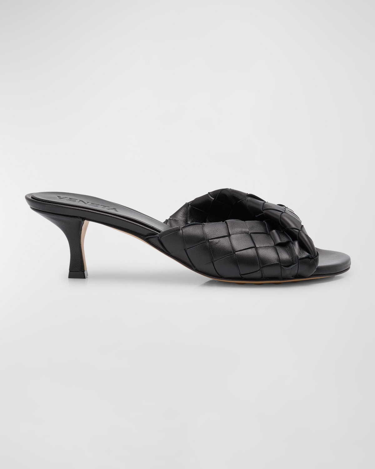 Shop Bottega Veneta Interciato Woven Twist Mule Sandals In Black