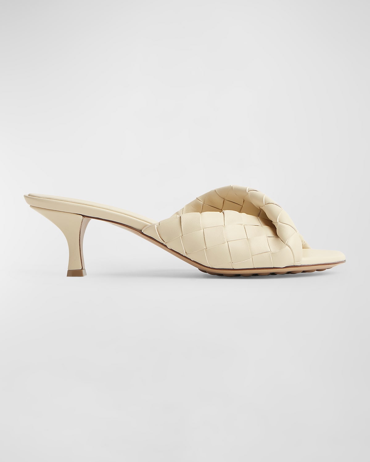 BOTTEGA VENETA INTERCIATO WOVEN TWIST MULE SANDALS 