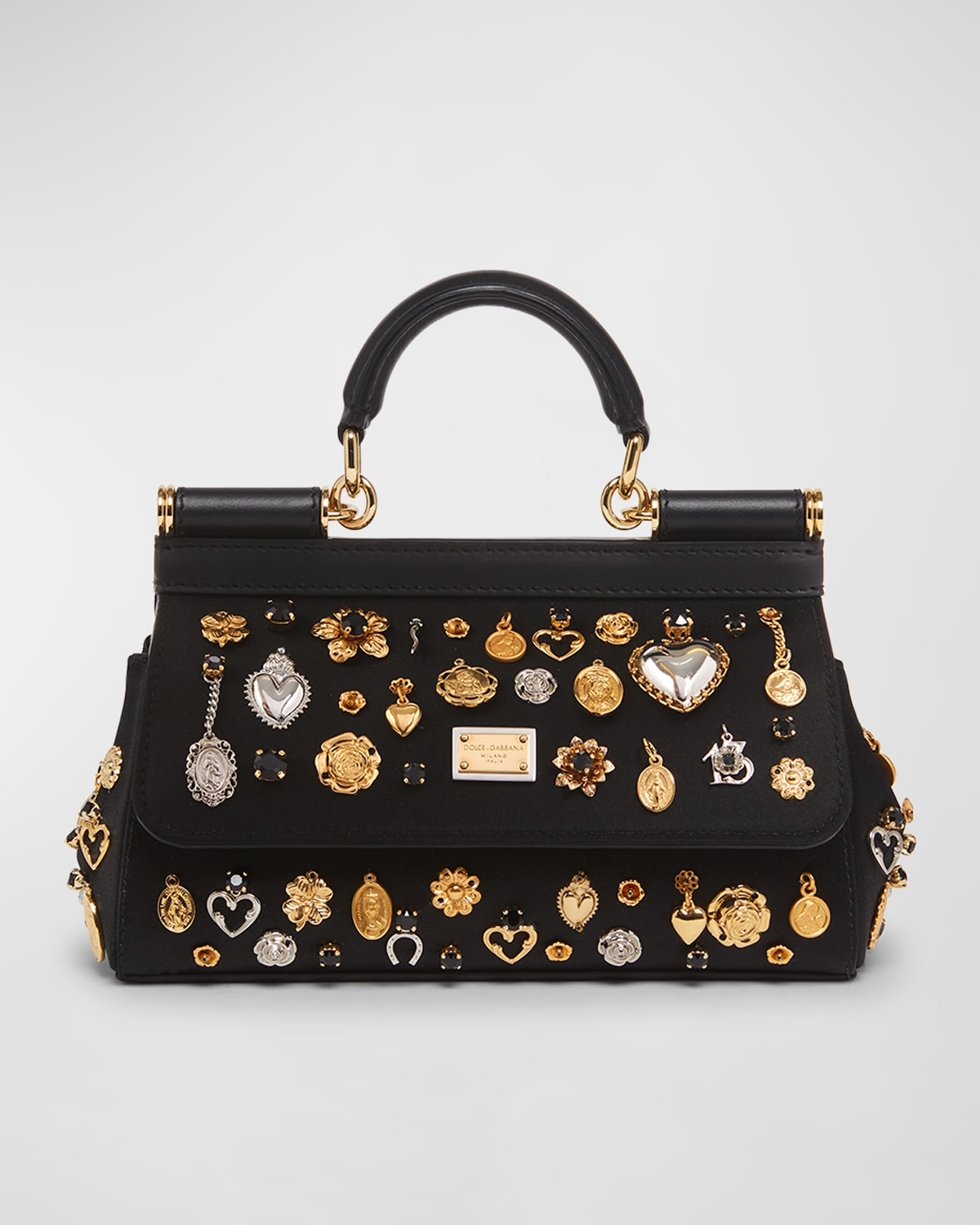 Dolce & Gabbana Small Sicily Handbag In Nero Multicolor