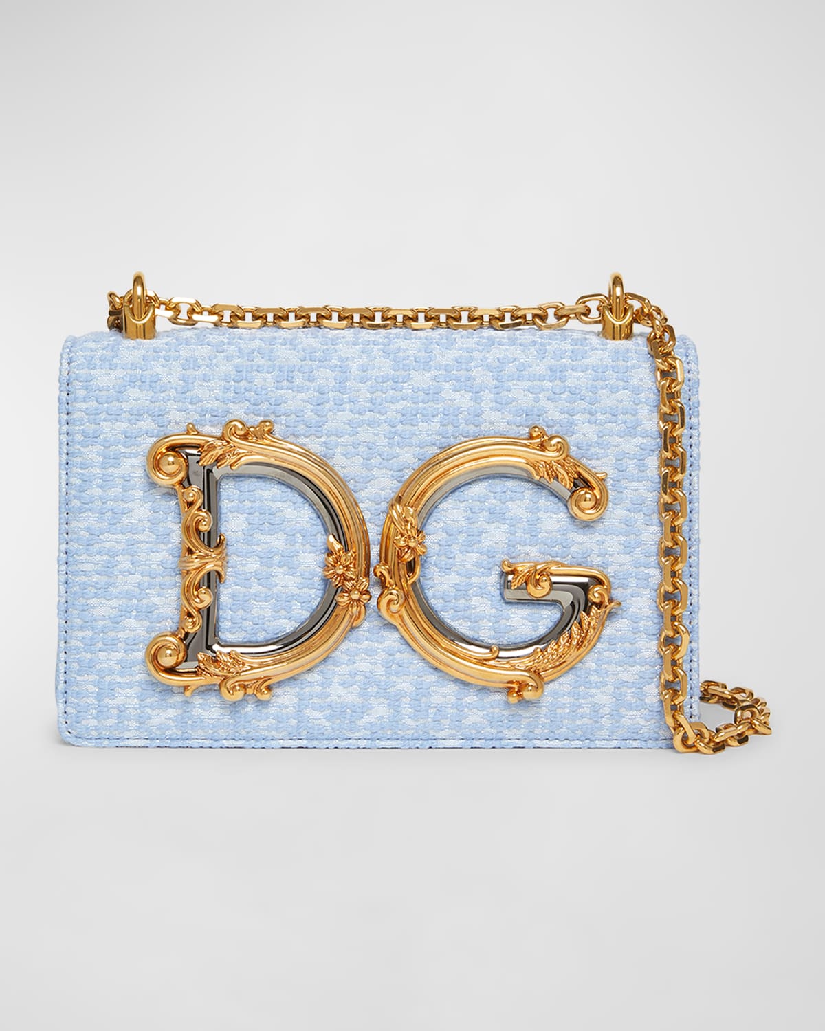 Dolce & Gabbana Dg Girls Flap Boucle Crossbody Bag In Carta Zucchero