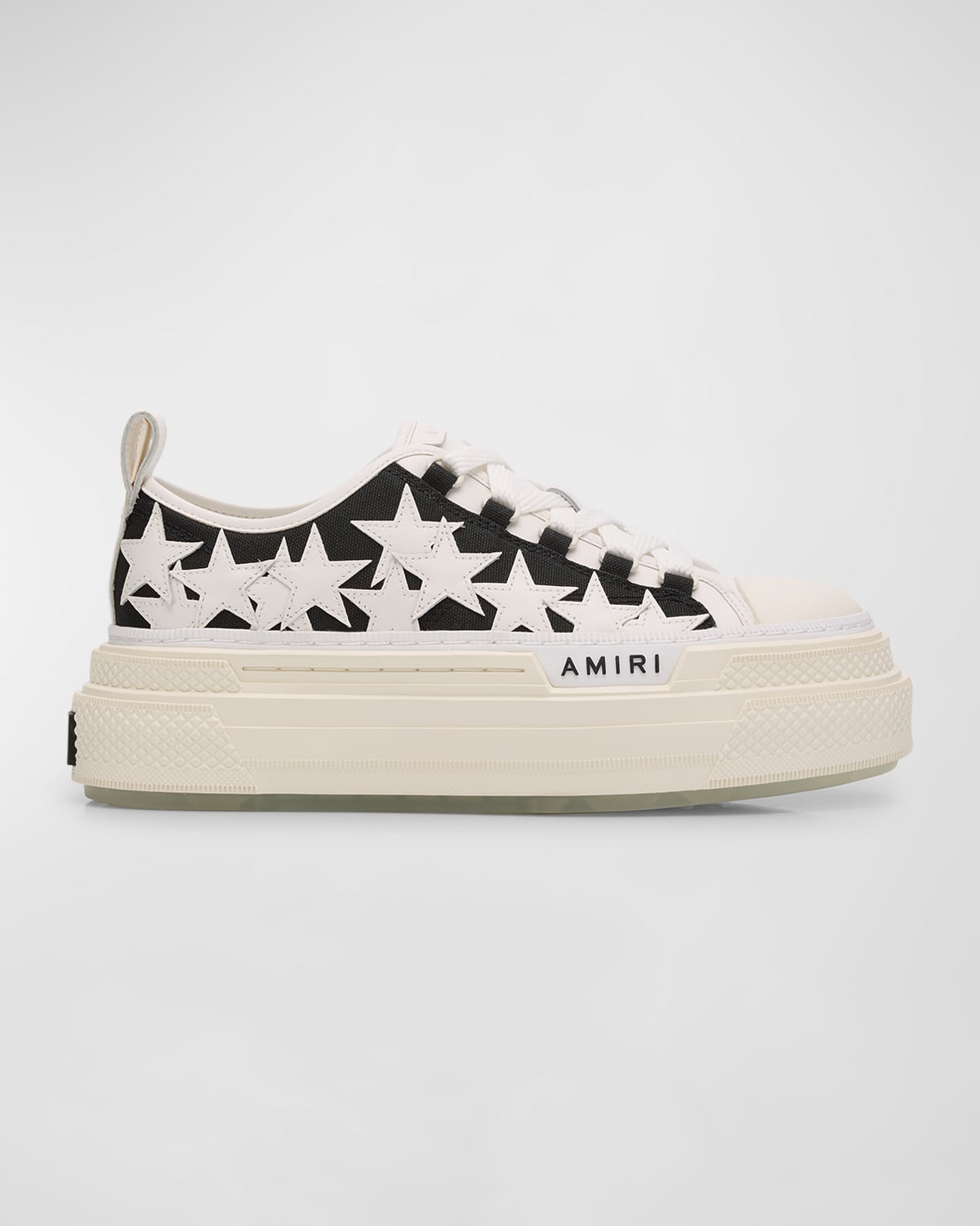 Amiri Stars Low-top Canvas Platform Sneakers In 099 Black White