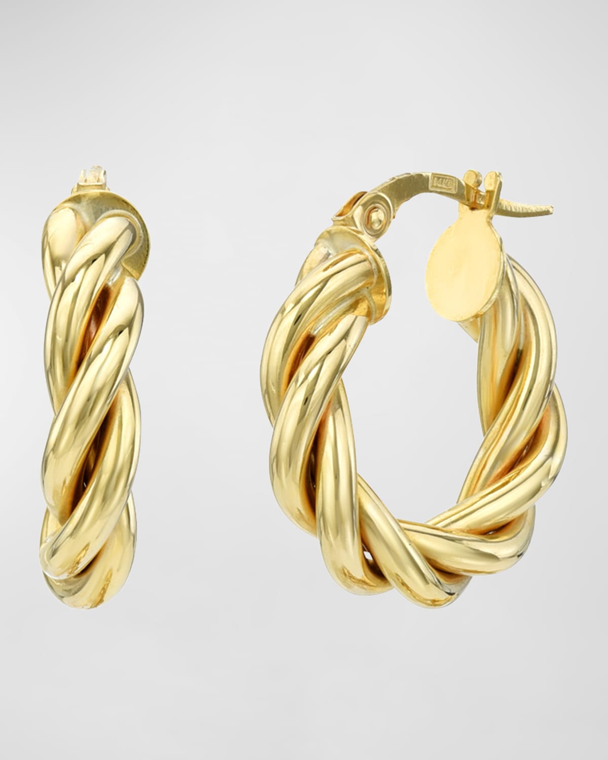 14k Yellow Gold Twisted Rope Hoop Earrings