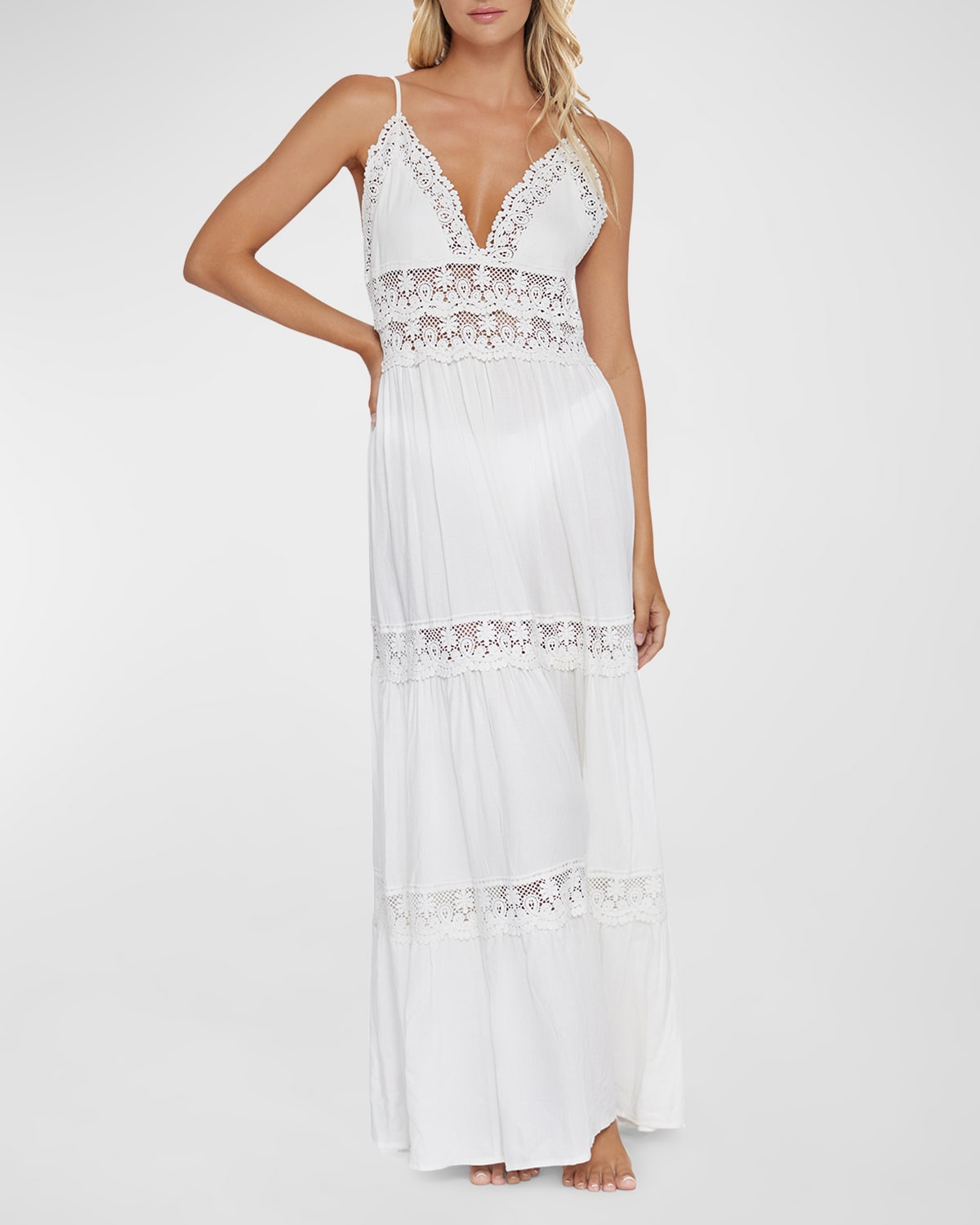 Pq Swim Shea Lace Inset Maxi Dress In White