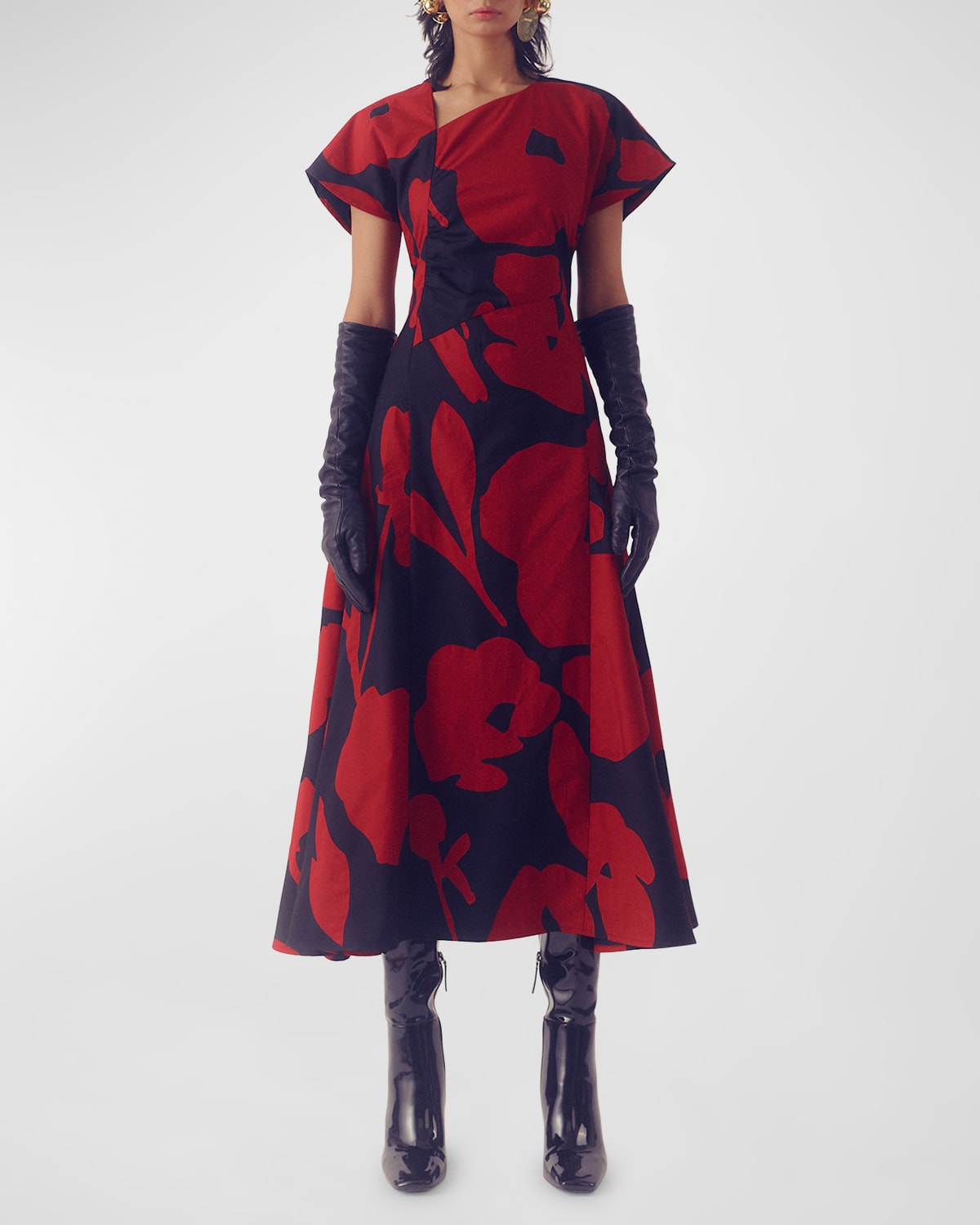 Regalia Floral-Print Asymmetric Midi Dress