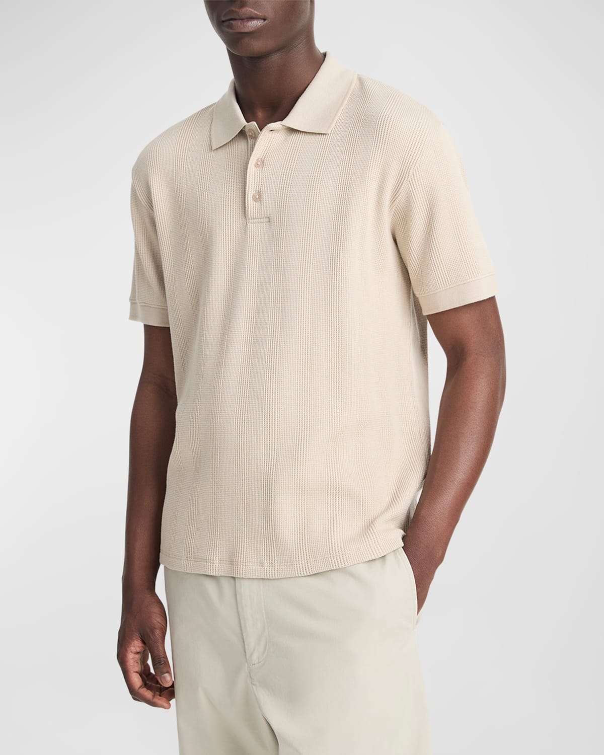 Men's Variegated Textured Stripe Polo Shirt