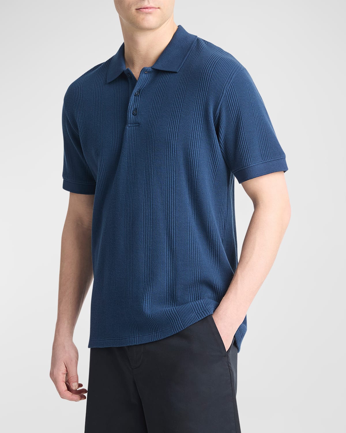 Men's Variegated Textured Stripe Polo Shirt