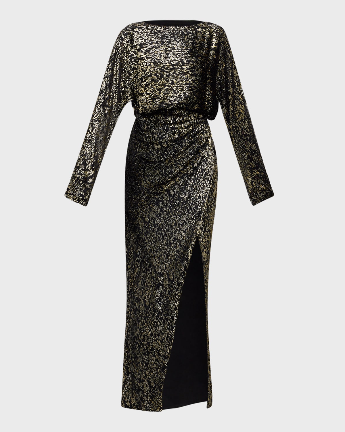 Shop Simkhai Angelique Metallic Jacquard Column Gown In Black Metallic