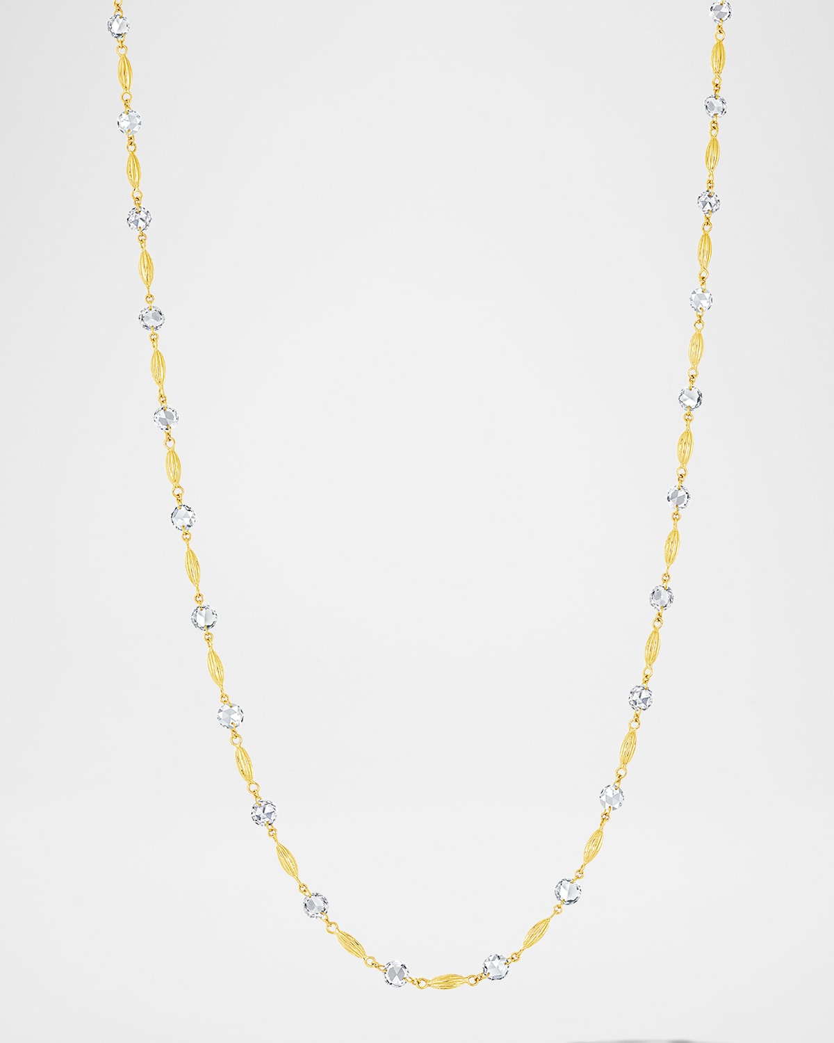 18K Yellow Gold Ethereal Diamond and Seed Bead Necklace, 18"L