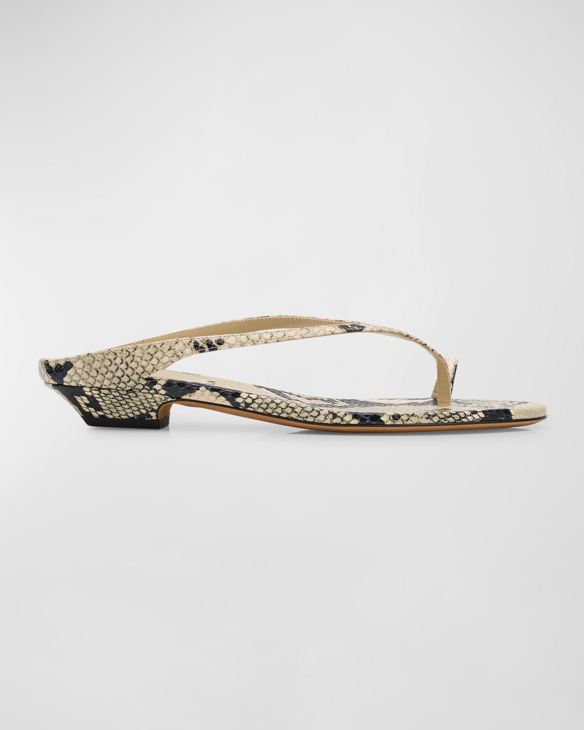 Shop Khaite Marion Python-embossed Slide Sandals In Natural