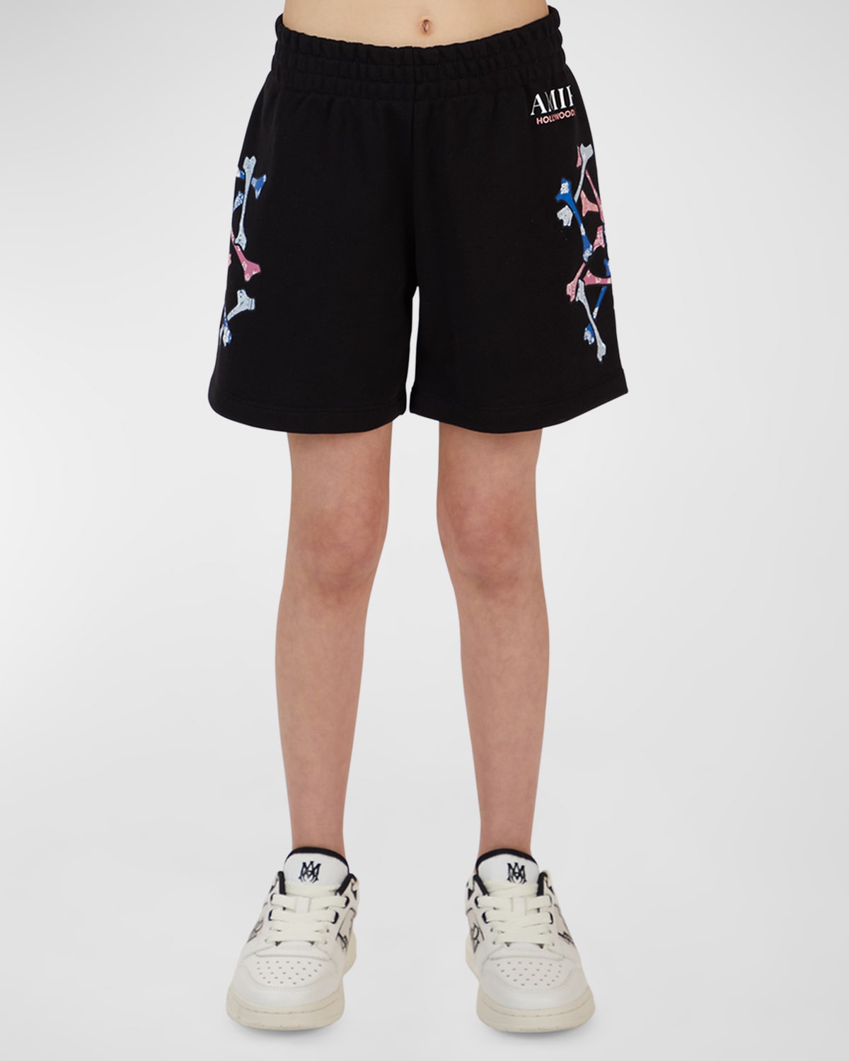 Amiri Kid 's Logo-Print Bones Sweat Shorts, Size 4-