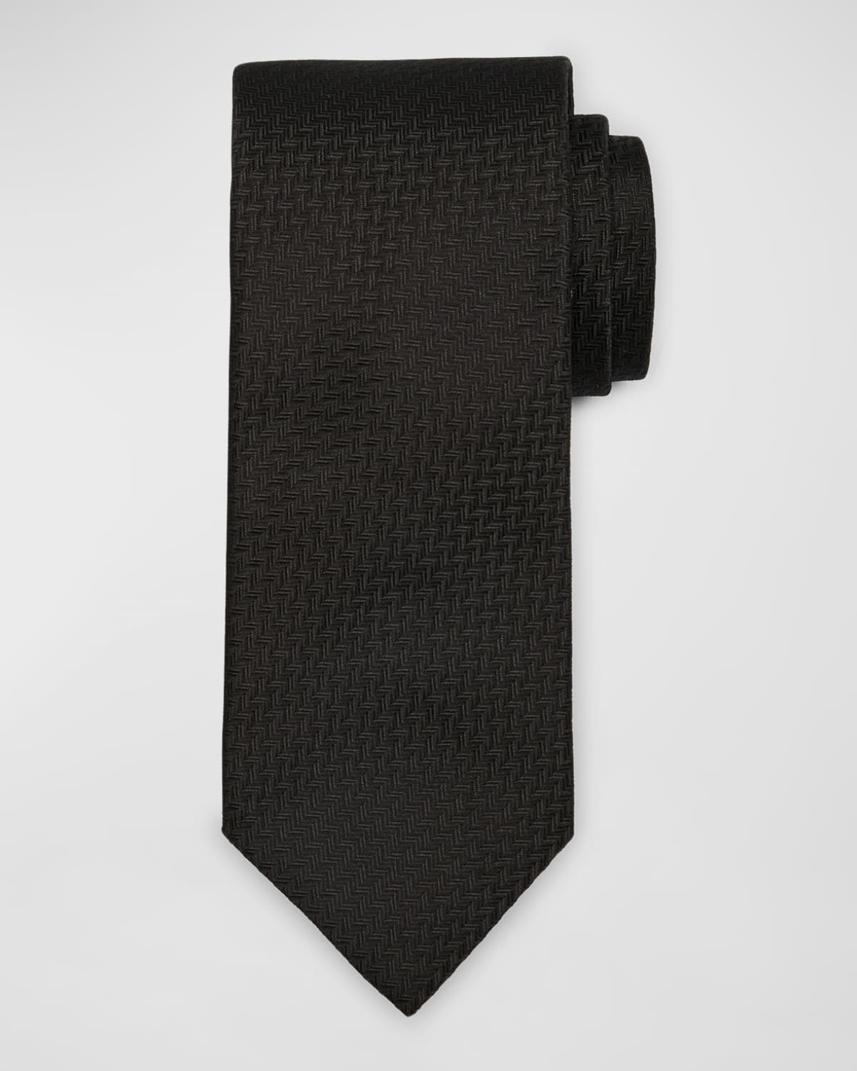 Canali Men's Chevron Jacquard Silk Tie In Black