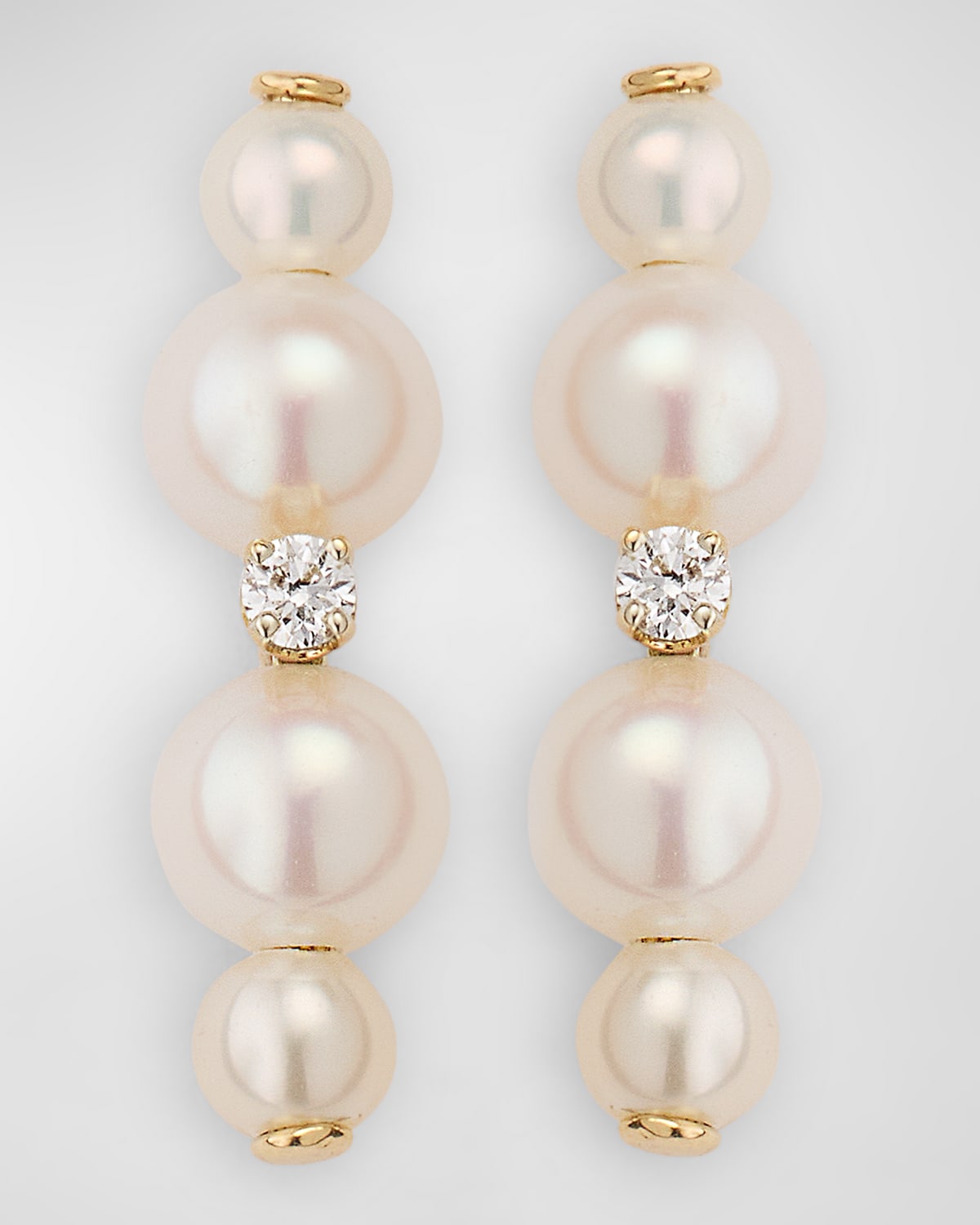 Duo Pearl & Diamond Bar Earrings