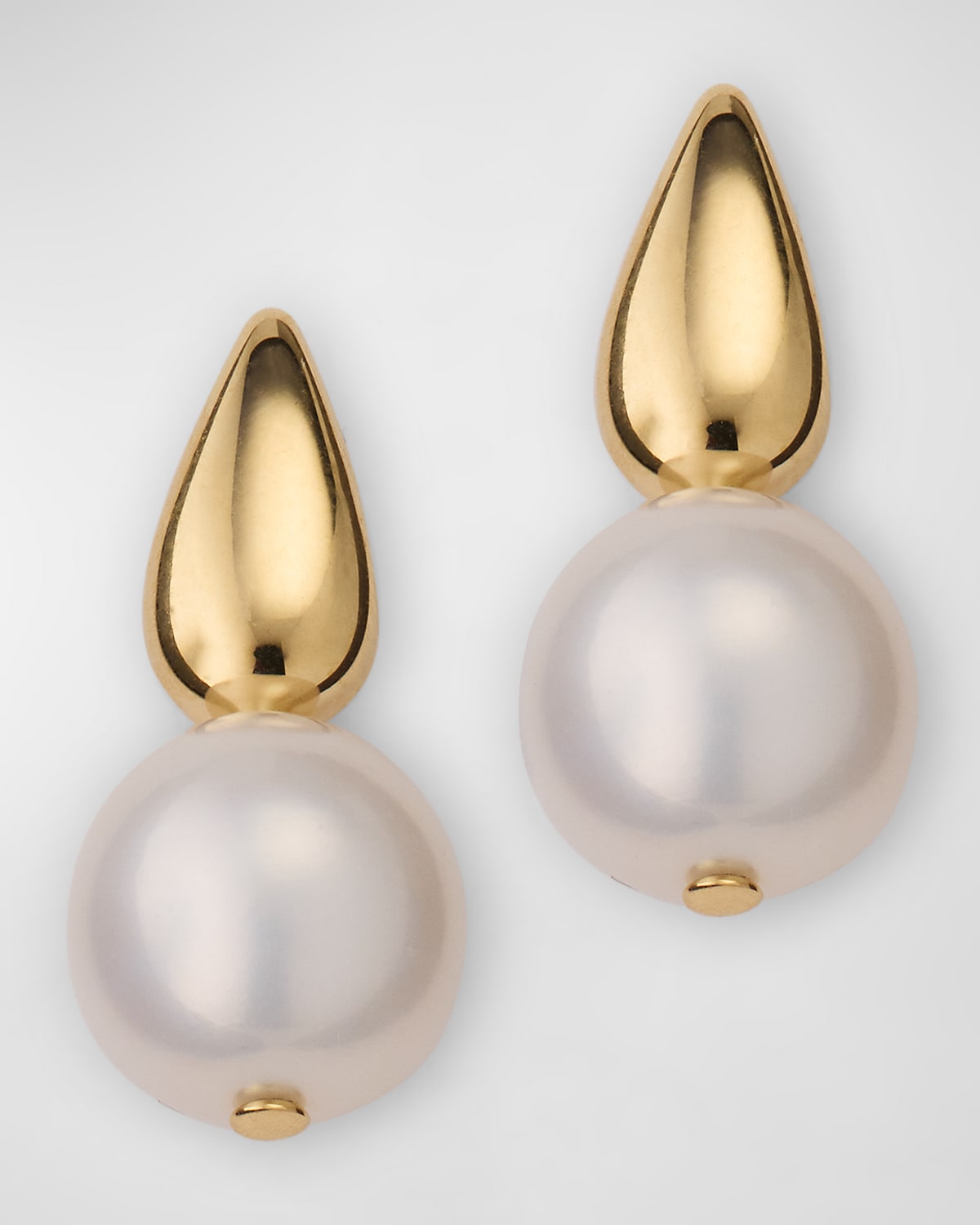 Oval Gold Drop Pearl Earrings