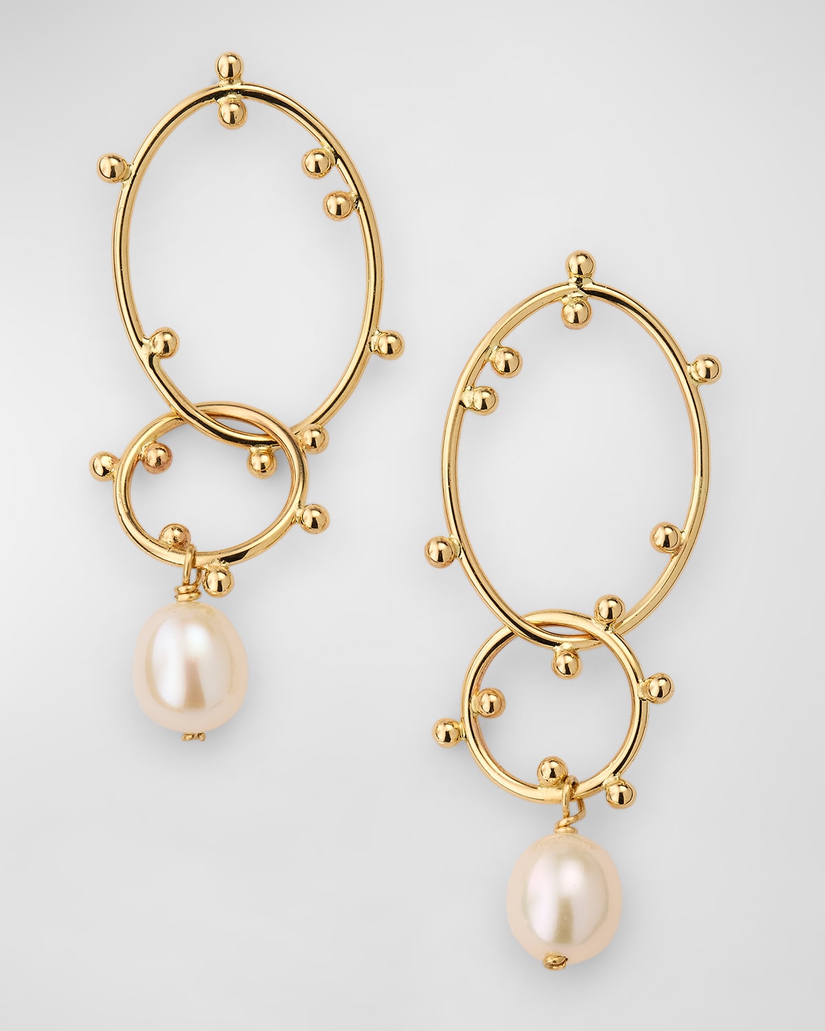 Scattered Bubble Hoop and Pearl Drop Earrings