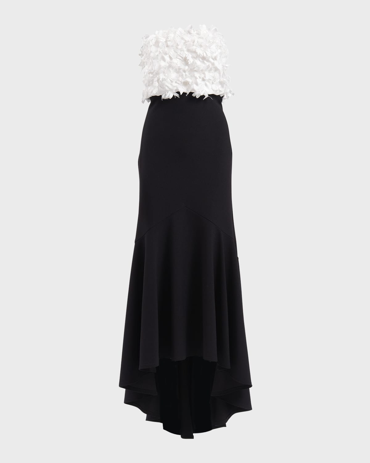 Tadashi Shoji 3d Floral Applique-bodice Gown In Ivory/black