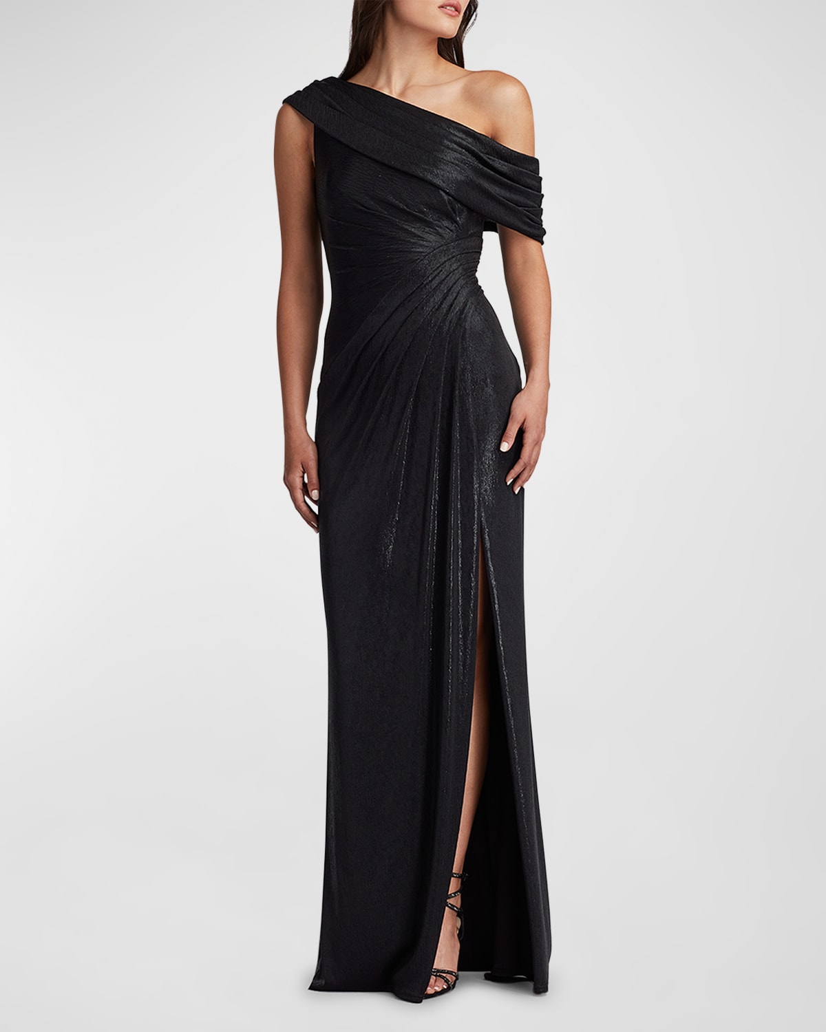 Leary Draped One-Shoulder Gown