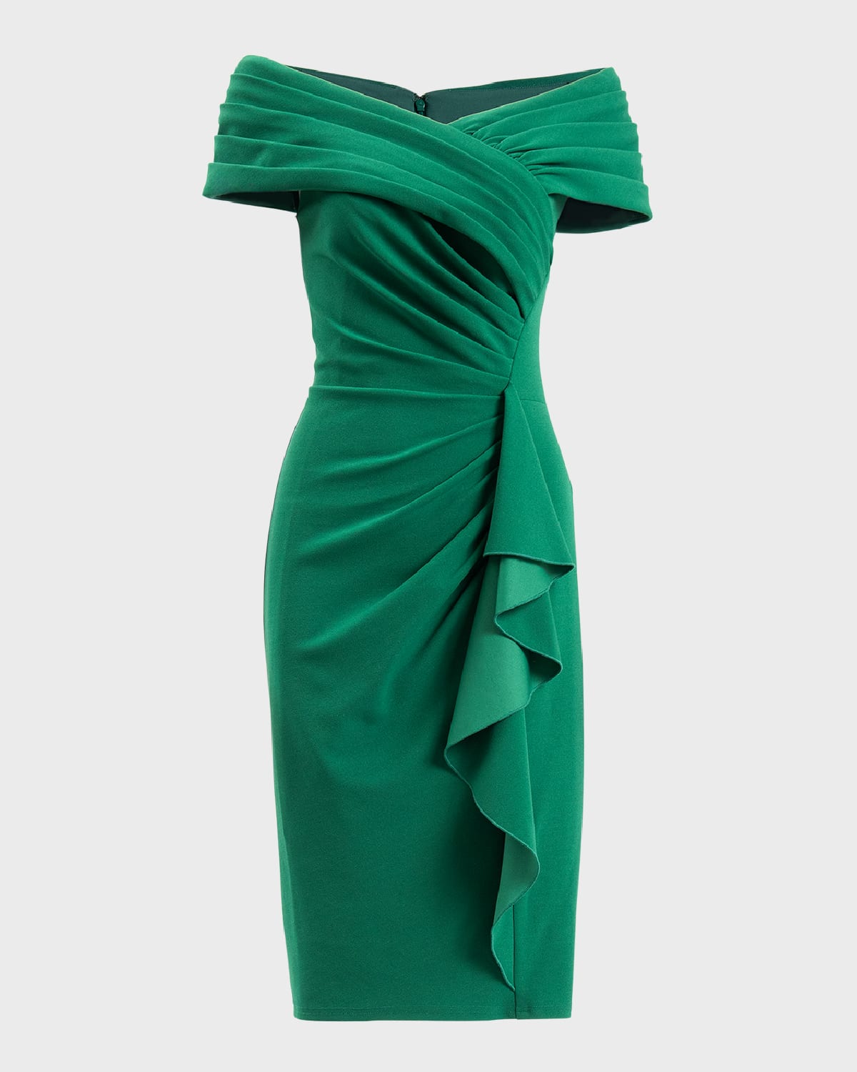 TADASHI SHOJI PLEATED BODYCON RUFFLE DRESS 