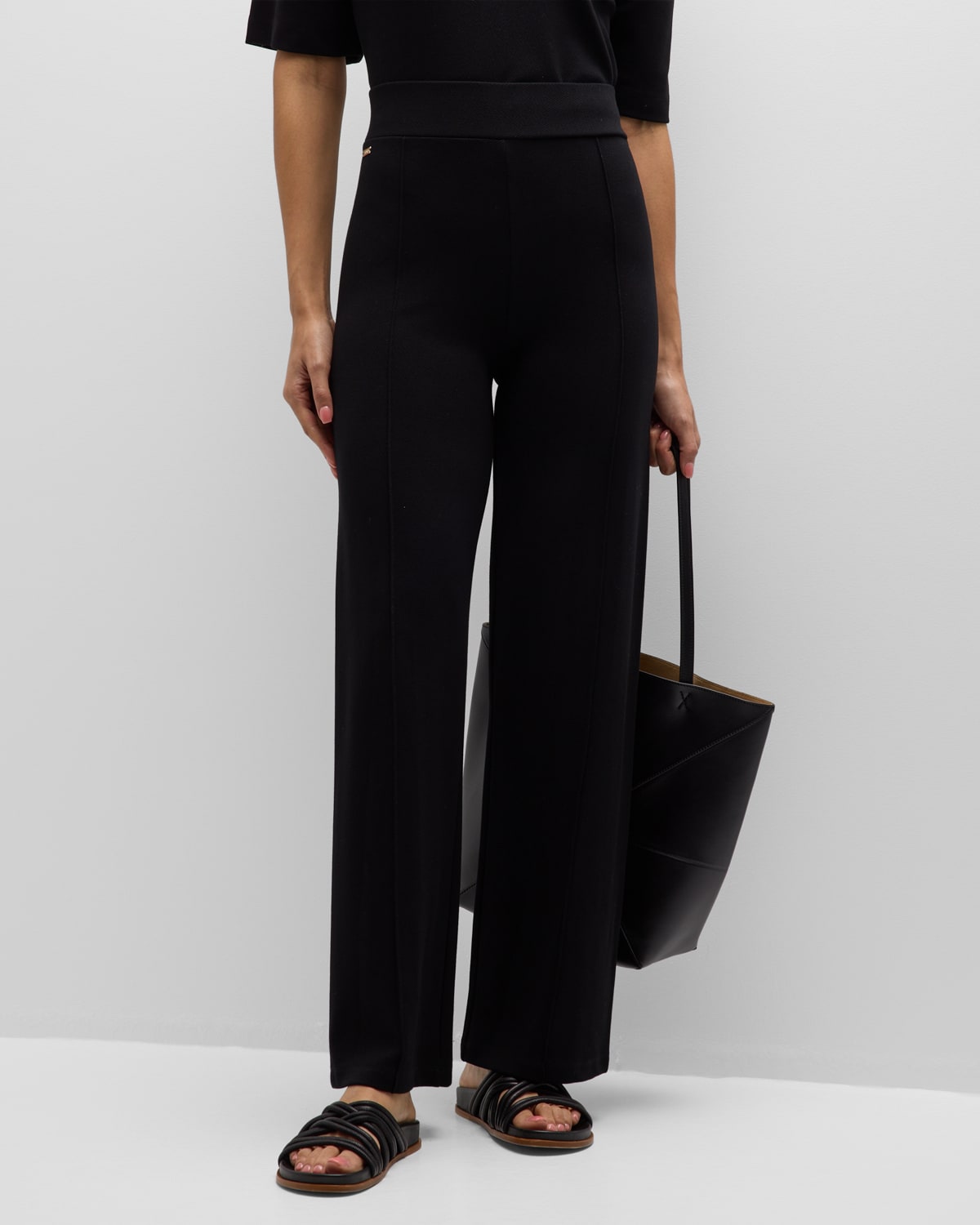 Shop Lune Active Forest Knit Flare Pants In Black