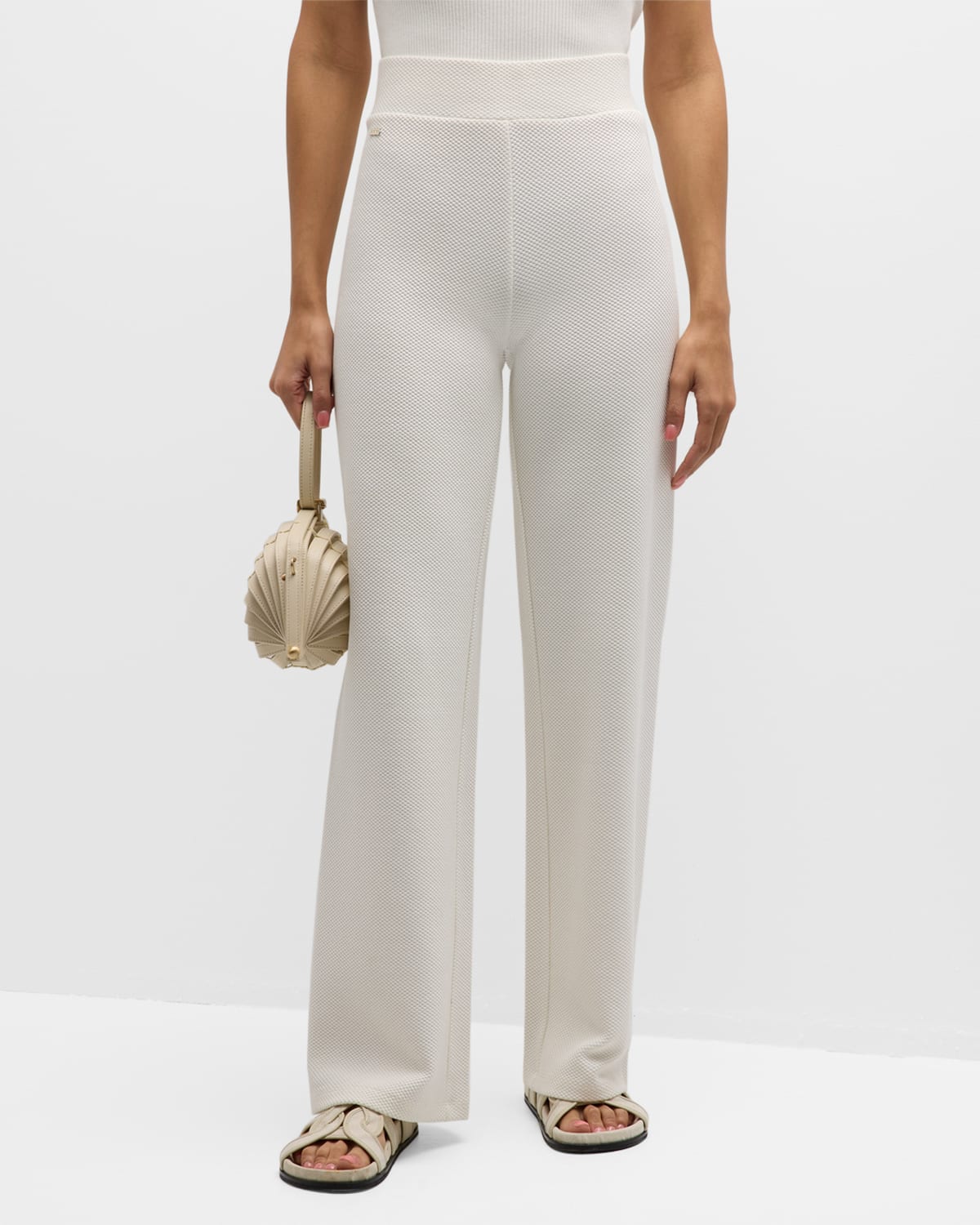 Shop Lune Active Moon Knit Flare Pants In Marshmellow