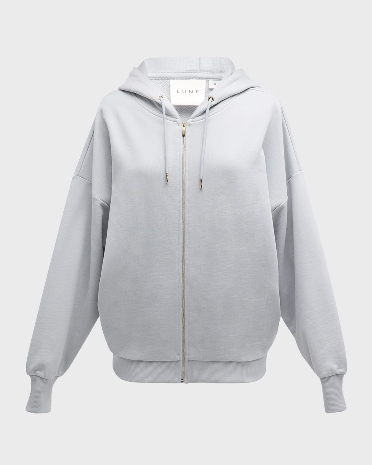 Shop Lune Active Zoya Organic Cotton Zip-front Hoodie In Pearl Blue