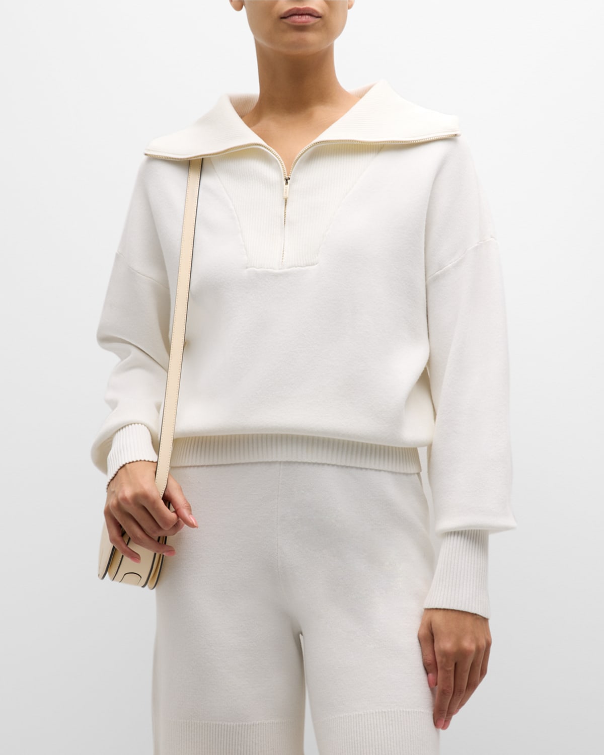Shop Lune Active Olly Knit Half-zip Sweater In Marshmellow