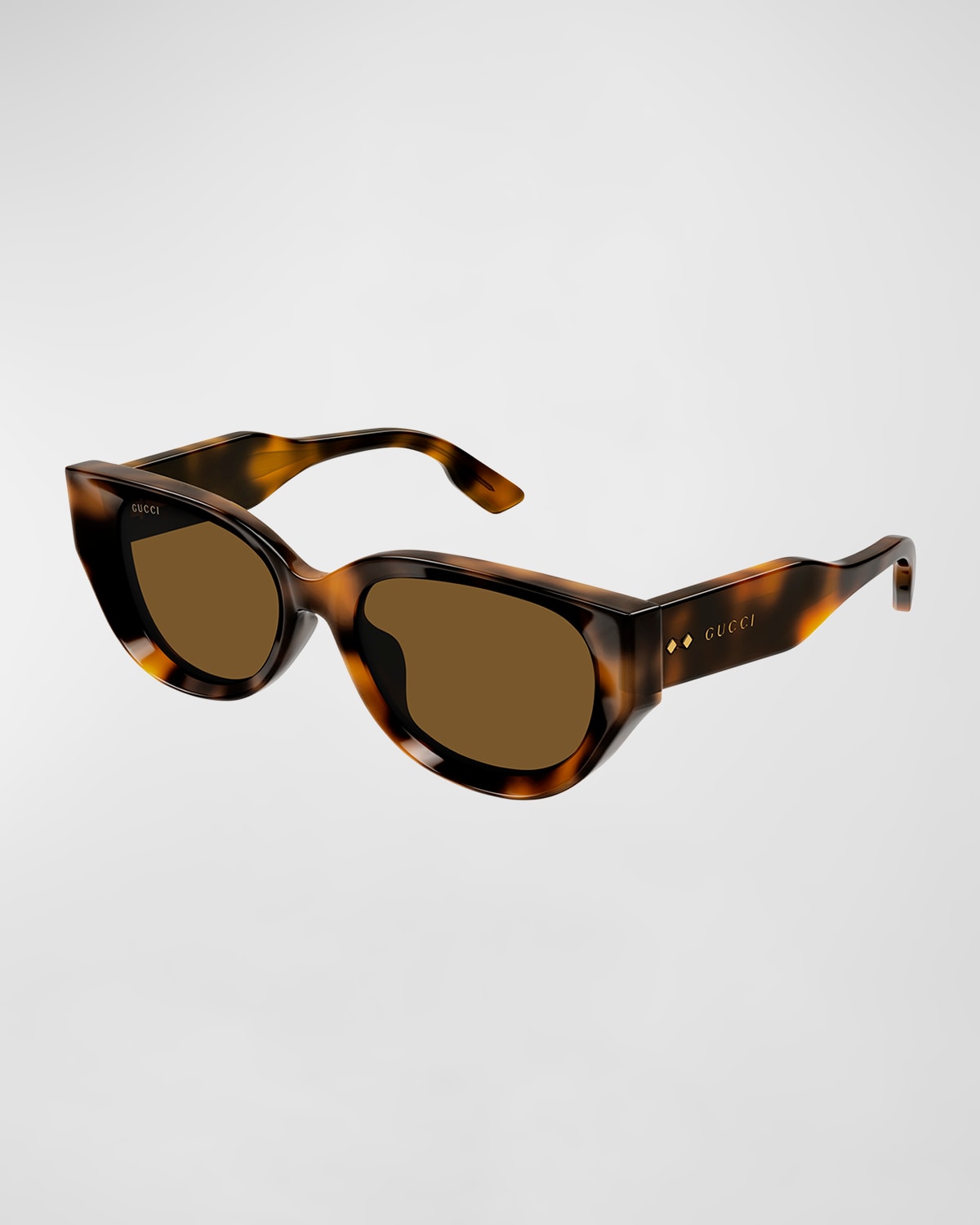 Gucci Beveled Recycled Acetate Cat-eye Sunglasses In Havana
