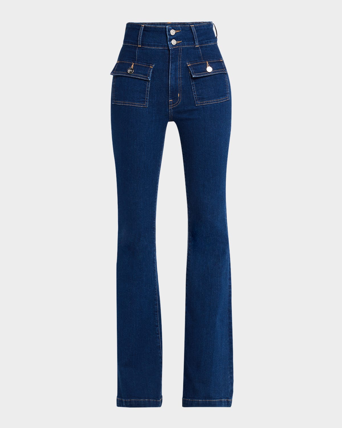 Derek Lam 10 Crosby Barlow Pocket Front Flare Jeans In Clinton