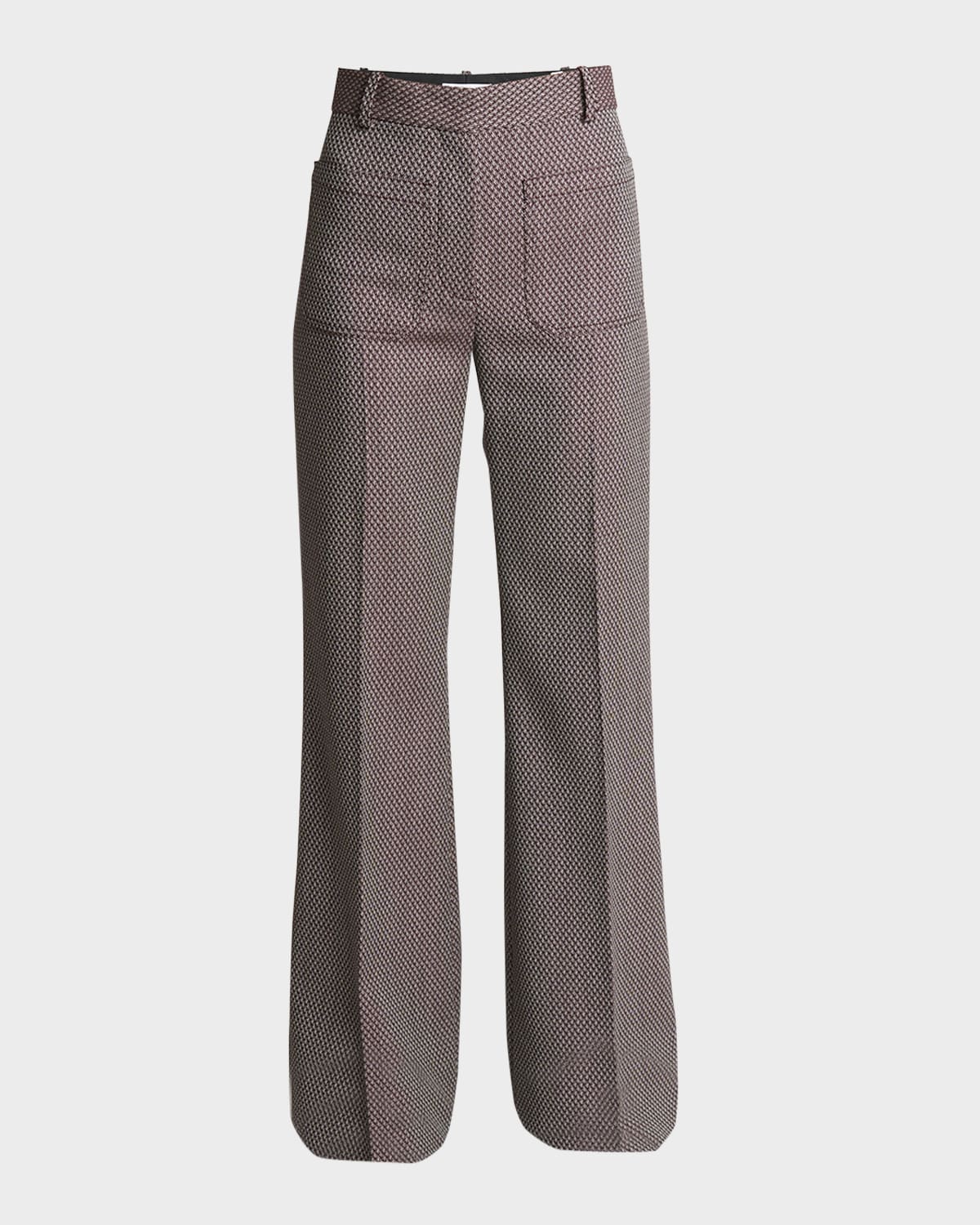 Shop Victoria Beckham Alina Mid-rise Straight-leg Wool Trousers In Deep Mahogany