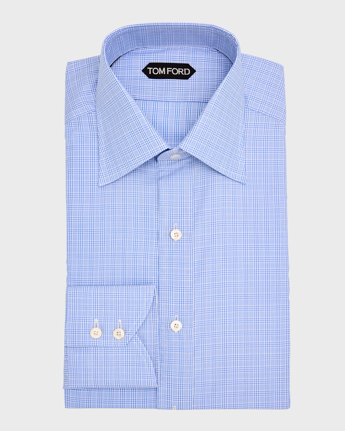Tom Ford Men's Twill Check Slim-fit Dress Shirt In Denim