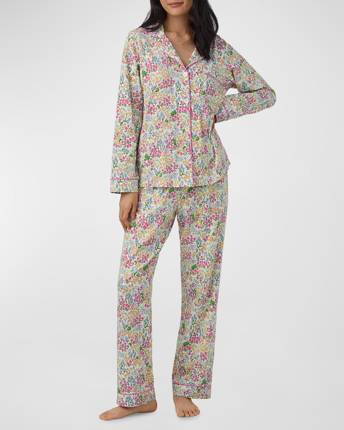 Floral-Print Organic Cotton Jersey Pajama Set