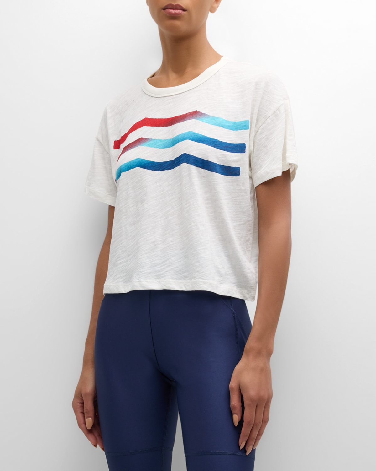 Shop Sol Angeles Americana Waves Crewneck T-shirt In D White