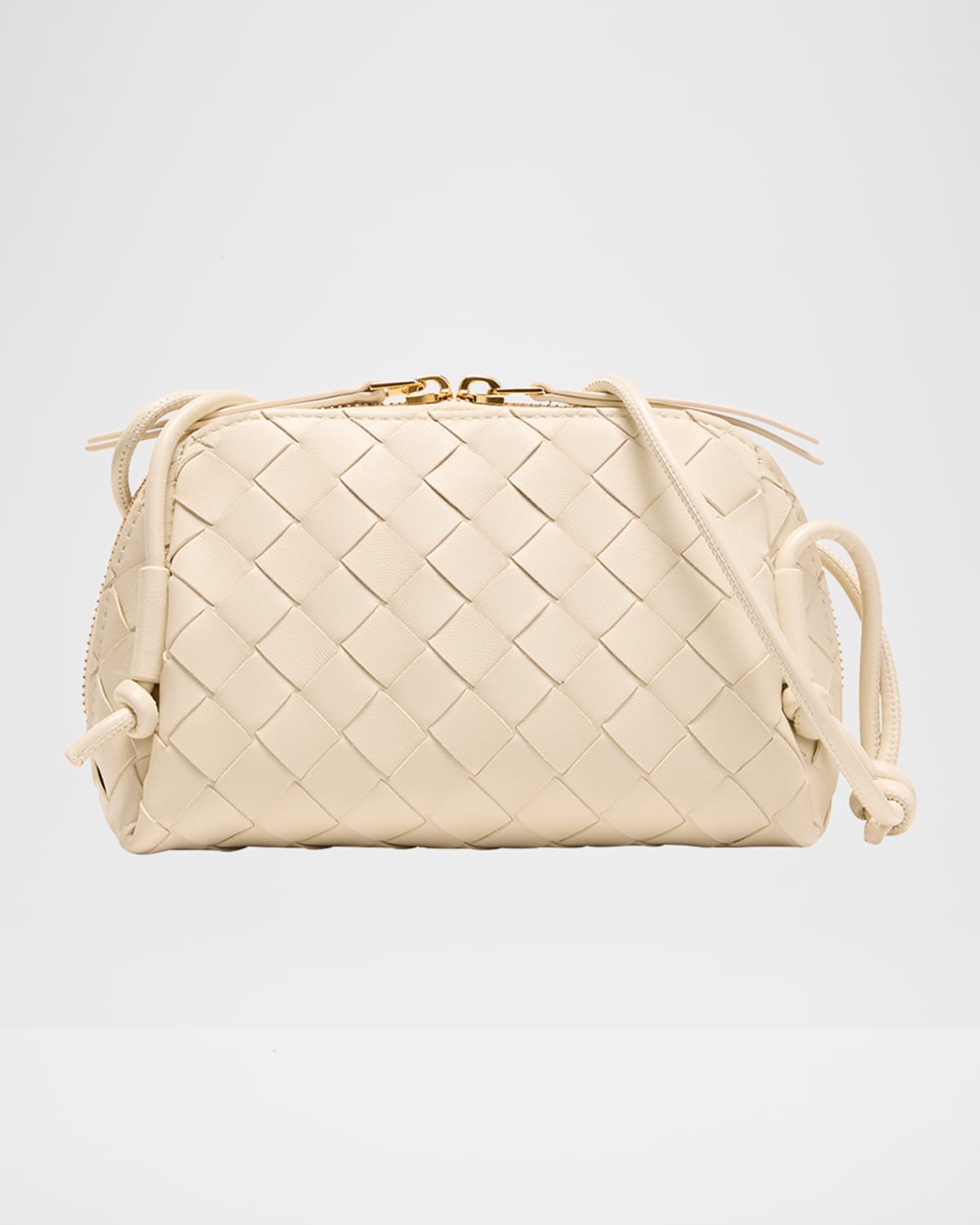Bottega Veneta Zip Leather Pouch Shoulder Bag In Gray