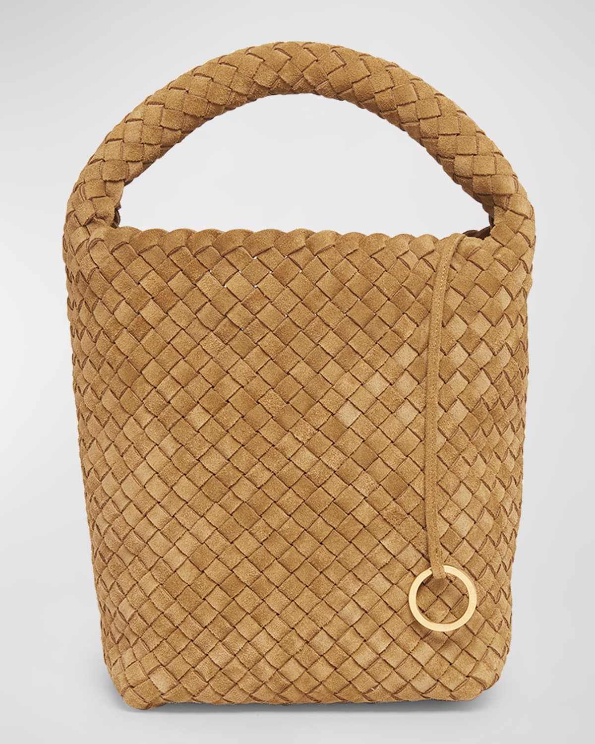 Bottega Veneta Cabat Suede Cashmere Bucket Bag In Dark Praline
