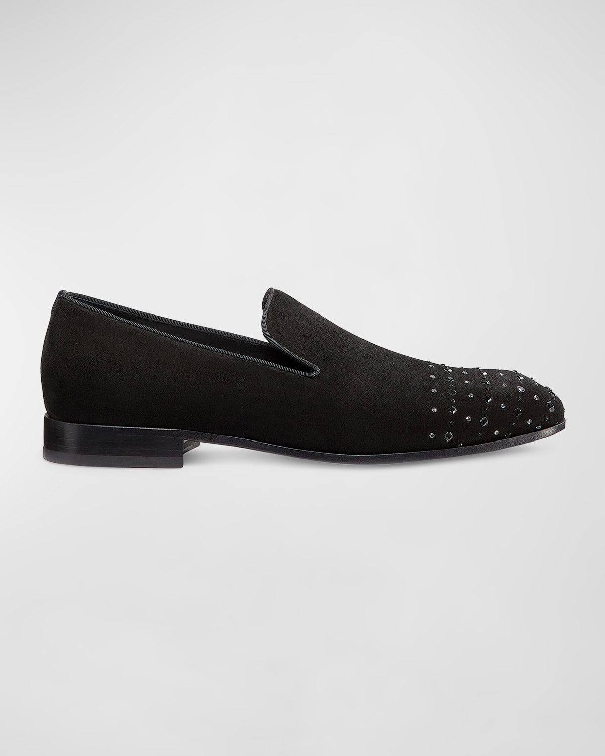 Shop Weitzman Men's Premiere Party Strass Suede Loafers In Black/black Multi