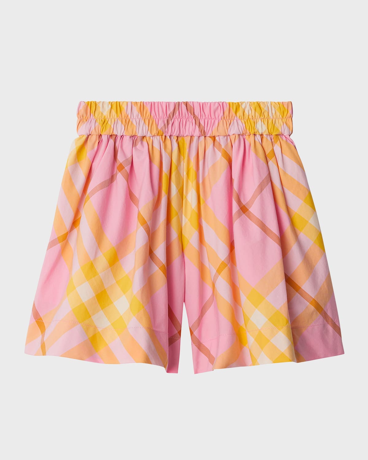 Shop Burberry Girl's Marcy Check-print Shorts In Carnation Pink Check