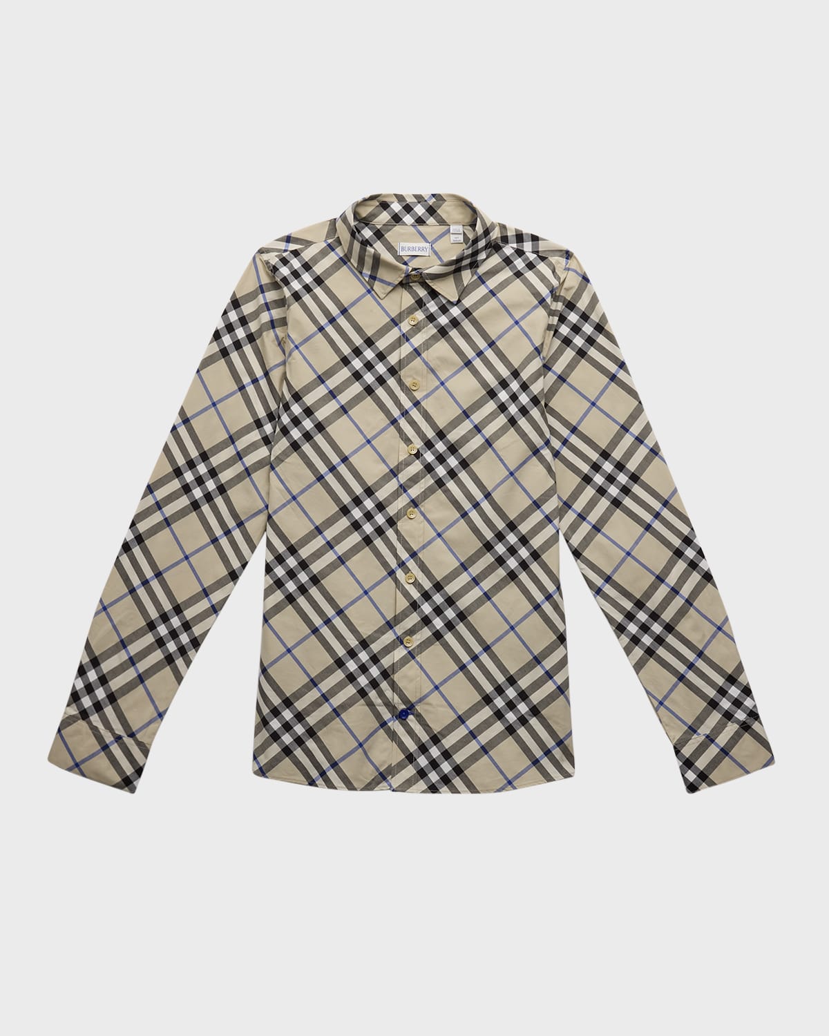 Burberry Boy's Owen Button Down Check-print Shirt In Lichen Check