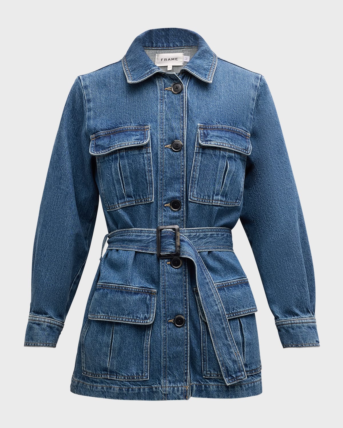 Frame Safari Belted Denim Jacket In Ponderosa