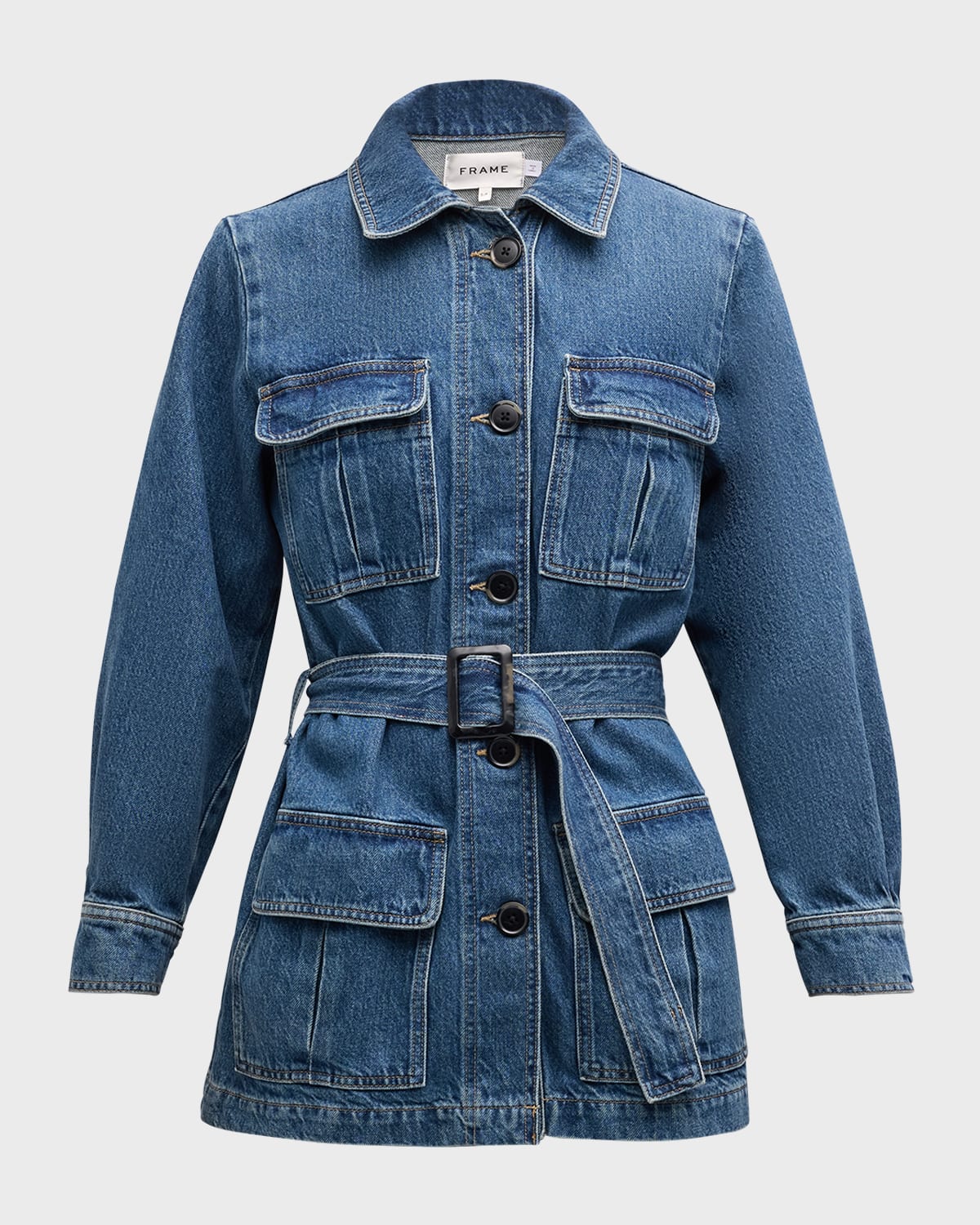 Frame Denim Safari Jacket In Blue