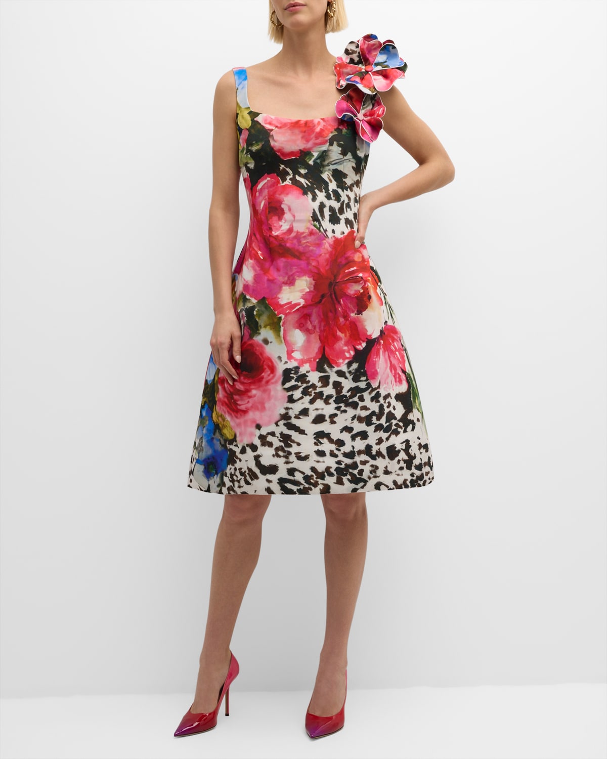 Shop Rickie Freeman For Teri Jon Sleeveless Floral-print Dress In Multi
