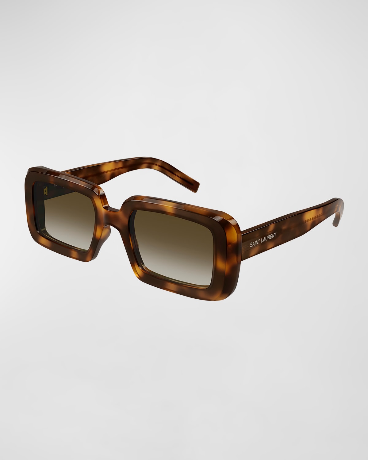 Saint Laurent Rectangle-frame Tortoiseshell Acetate Sunglasses In Havana