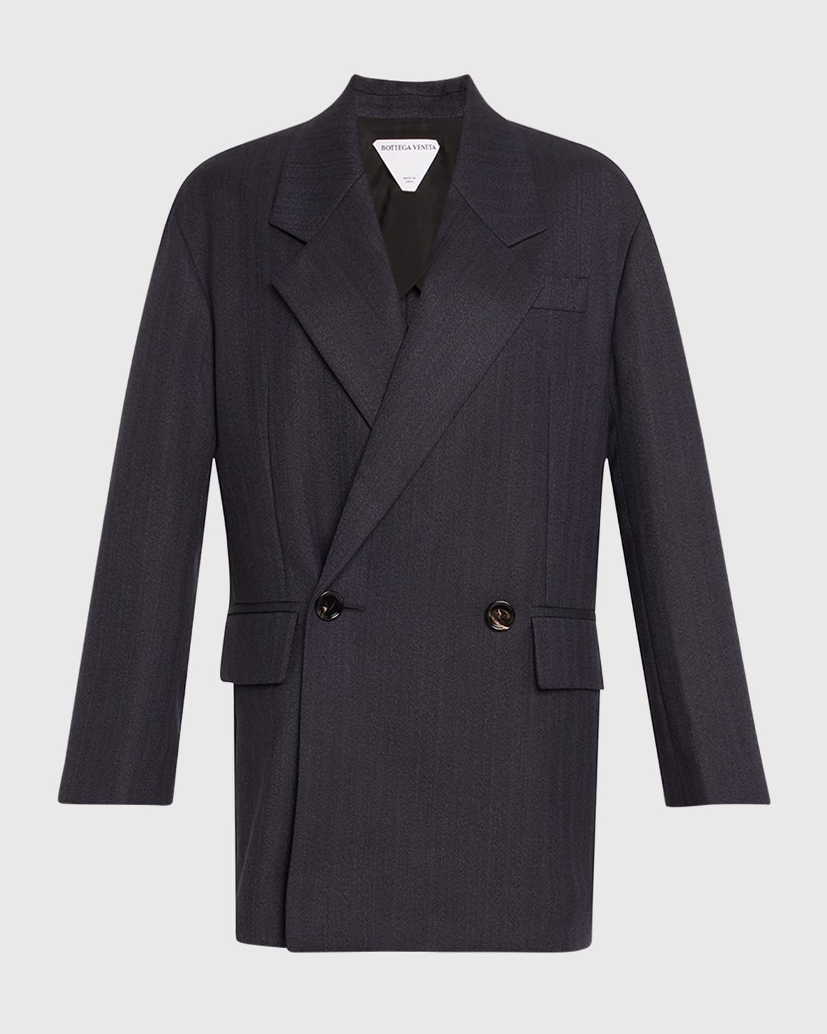 Shop Bottega Veneta Subtle Stripe Double-breasted Wool Jacket In Blue/black