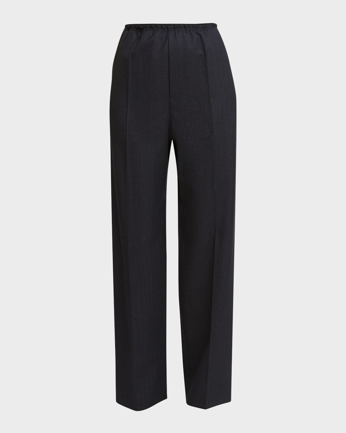 Subtle Striped Straight-Leg Wool Trousers