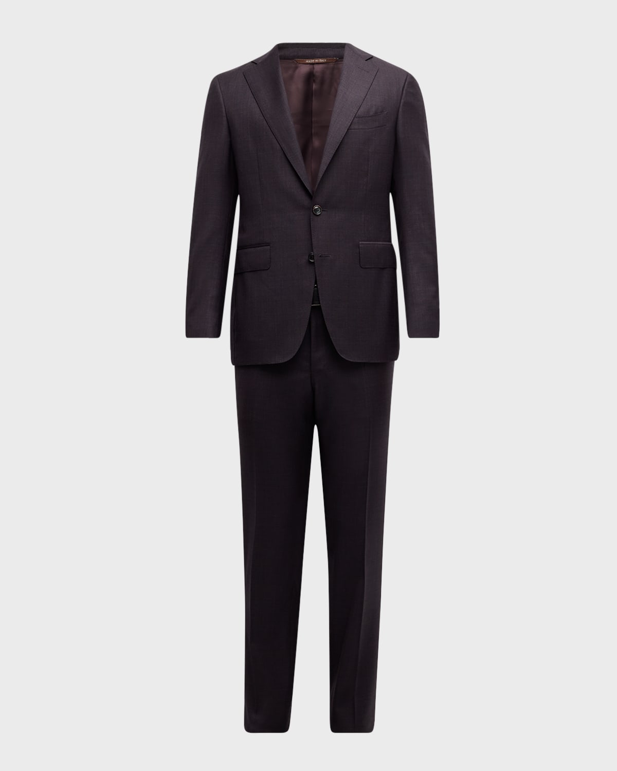 Canali Men's Tonal Check 130s Wool Suit In Dark Red